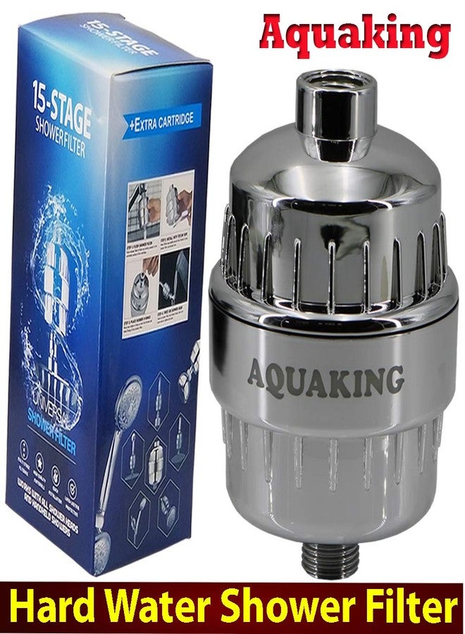 Aquaking Hard Water Shower Head Tap Filter - Vitamin C Softener For Chlorine, Limescale Removal | Bathroom Water Purifier With 2 Replaceable Cartridges 15 Stage SF900 Universal Hair Fall Solution - Image 2